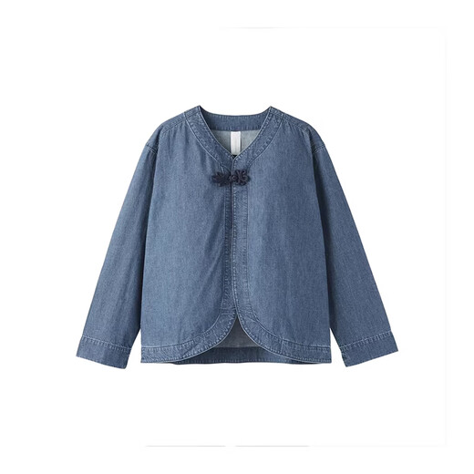 MUJI Women's Kapok Mixed Lightweight Denim Button-Down Shirt Women's Jacket Women's Spring 26 New Arrival BC2R8A6S Blue S (155/80A)