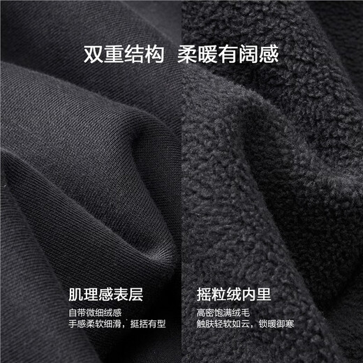 Giordano pants men's spring new velvet sports casual pants drawstring elastic waist knitted sweatpants 13115196 10 dark gray M