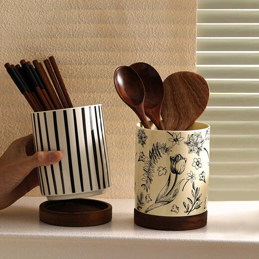 Tuojin German imported quality ceramic chopstick barrel holder household kitchen countertop drain quick chopstick cage chopstick bucket storage rack wavy chopstick barrel