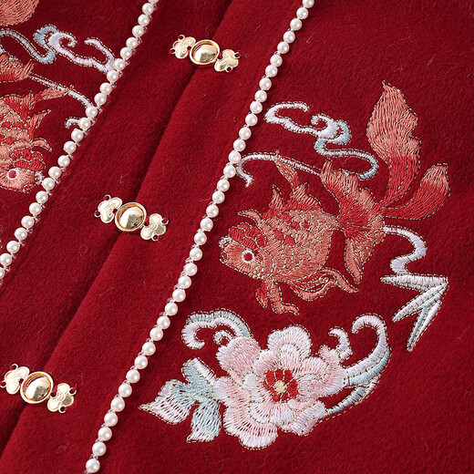 October Mommy New Year's greetings clothes for girls and children Hanfu winter clothes baby girl thickened dress Ming suit Chinese red 140