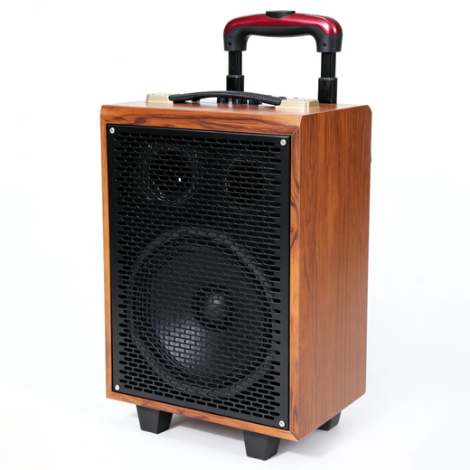 ROVAPA trolley speaker outdoor audio high-power portable wooden heavy bass Bluetooth karaoke with high volume mobile trolley speaker outdoor performance wireless microphone microphone 8-inch professional speaker + remote control + wireless microphone * 2 super loud volume
