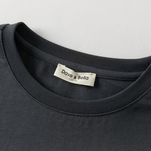 DAVE&BELLA 2026 spring new style girls long-sleeved t-shirt, stylish children's pullover, medium and large children's bottoming shirt, little girl's top, graphite gray, in stock, 120 cm (recommended height 110-120cm)
