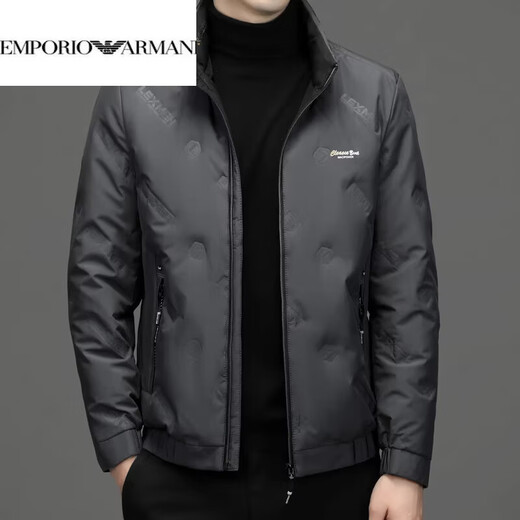 EMPORIO ARMANI阿玛尼羽绒服男士保暖立领上衣冬季新款男装商务休闲潮流白鸭绒轻 绿色 XL 180 建议体重130-150斤