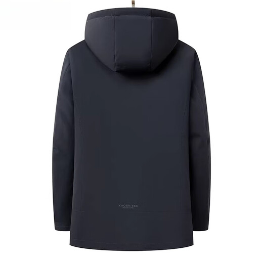 KBXNG劲霸【拆卸连帽水貂毛领+鹅绒内胆】中老年爸爸羽绒服男保暖夹克 藏青色 L 175