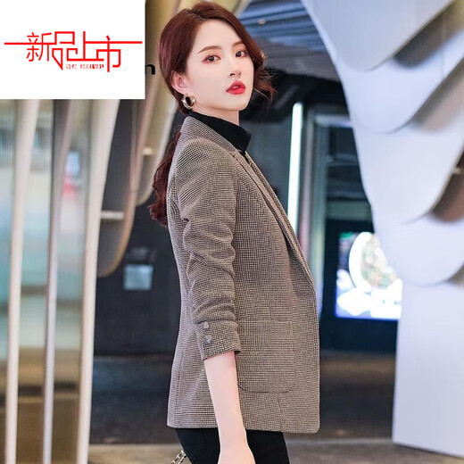 Woodpecker (TUCANO) small suit jacket for women 2025 spring and autumn new high-end plaid classic houndstooth woolen suit men's suit autumn and winter coffee grid coffee grid plus cotton thickened S recommended 80-95