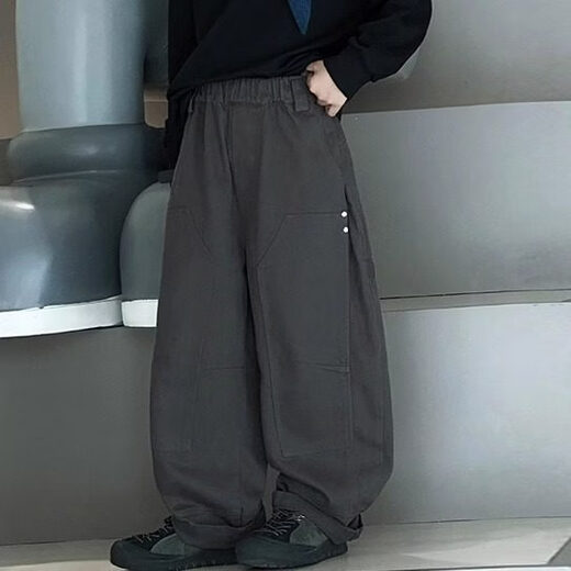 Disney Boys' Velvet Pants Autumn and Winter New Children's Clothes Winter One-piece Velvet Casual Overalls Older Children's Winter Clothes New Year Cotton Clothes Style Dark Gray Velvet 120 cm