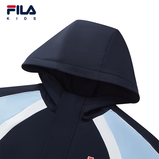 FILA Children's Clothing Cotton Clothes 2026 Spring New Men's and Large Children's Outdoor Hooded Woven Two-piece Set RD Royal Blue-NV 140