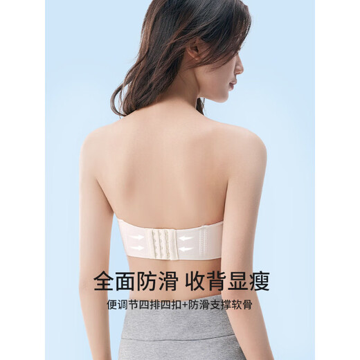 Tingmei (GRACEWELL) cool strapless non-slip underwear anti-exposure tube top to tighten the side breasts and pull up the invisible bra Oruo purple M ABC cup, recommended 90-105 Jin Jin is equal to 0.5 kg
