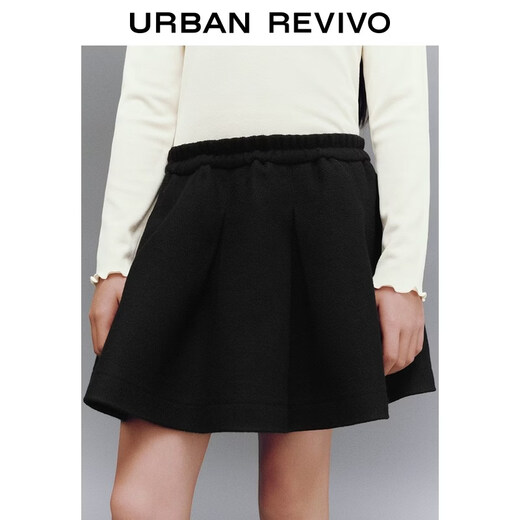 UR2026 Spring New Children's Clothing Girls Urban Elastic Waist Pleated Super Loose Skirt UGU560001 Black 110