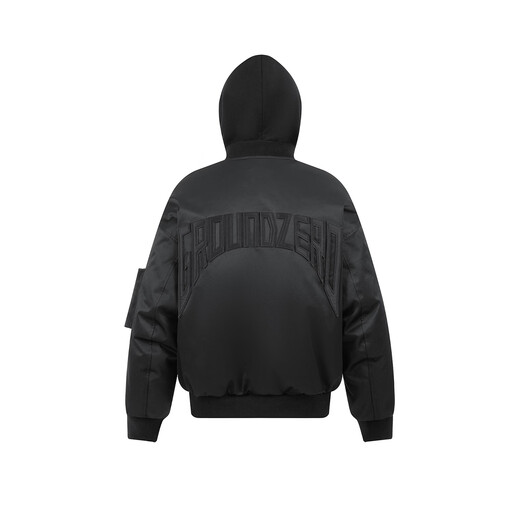 GROUND ZERO shopping mall same style removable knitted hat couple 90 white duck down baseball style down jacket black M