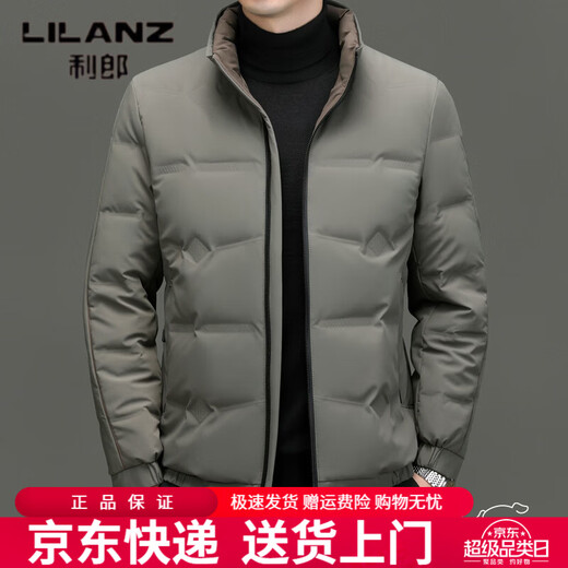 利郎（LILANZ）冬季立领羽绒服男士休闲短款外套中年白鸭绒修身加厚保暖男装上衣 黑色 L