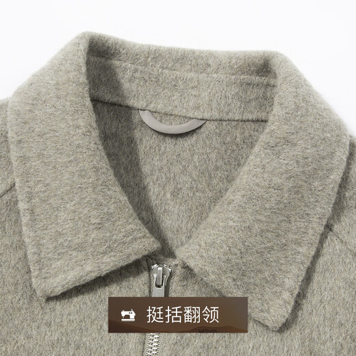 Rich 70 sheep wool double-sided woolen spring and autumn executive jacket warm lapel zipper woolen jacket men's coat