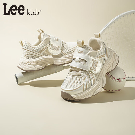 Lee Children's Shoes Spring New Children's Mesh Daddy Shoes Girls' Thick-soled Running Shoes for Boys and Girls Beige 26 Recommended Foot Length 157mm