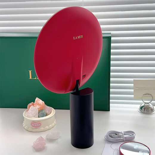 Gift makeup mirror, Internet celebrity desktop mirror, LED makeup mirror with light, smart mirror, souvenir birthday gift, outer box + red smart mirror + shopping bag + 5x mirror