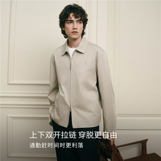 佐丹奴G+2026年春莱赛尔凉感刺绣宽松翻领外套行政夹克男01076062 26标志军蓝 S