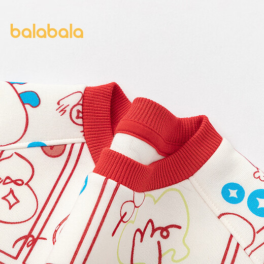 Balabala shopping mall same style children's clothing children's sweatshirt boys 2026 new spring and autumn cartoon illustration top white red tone 00316 110