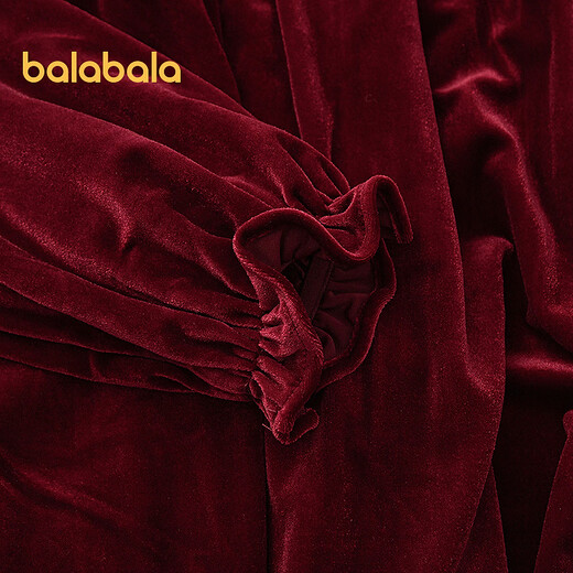 Balabala children's clothing children's dress girls spring velvet princess dress embroidered sweet doll collar fashionable red tone 00466 110