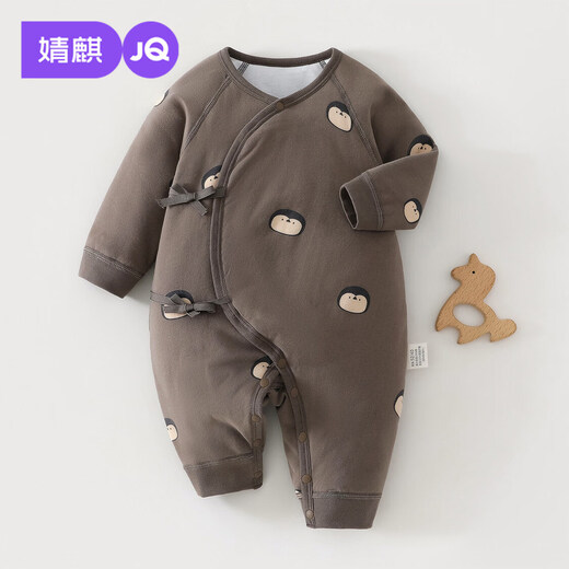 JOYNCLEON baby jumpsuit winter quilted warm robe newborn baby clothes winter infant pajamas romper milk tea powder star 52cm 0-1 month recommended weight 2-3.4kg