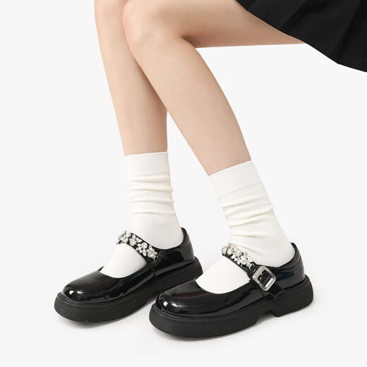 Pami (pami) black and white socks for women spring and summer style pile socks mid-tube socks thin confinement sweat-absorbent breathable loafers leather shoes cotton socks 16cm off-white_four pairs 4 pairs one size fits all sizes 35-39 priority delivery