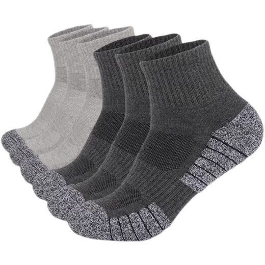 Four Seasons Men's Outdoor Sports Mid-calf Socks Thickened Towel Bottom Hiking Socks Sweat-Absorbent Basketball Running Socks Deodorant Mixed Color 4 Pairs S (35-38)
