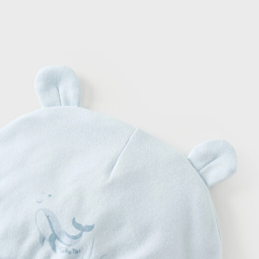 Tongtai (TONGTAI) baby hat spring and autumn pure cotton newborn double-layer hat newborn baby breathable and cute windproof hat blue 0-3 months, 34-40cm