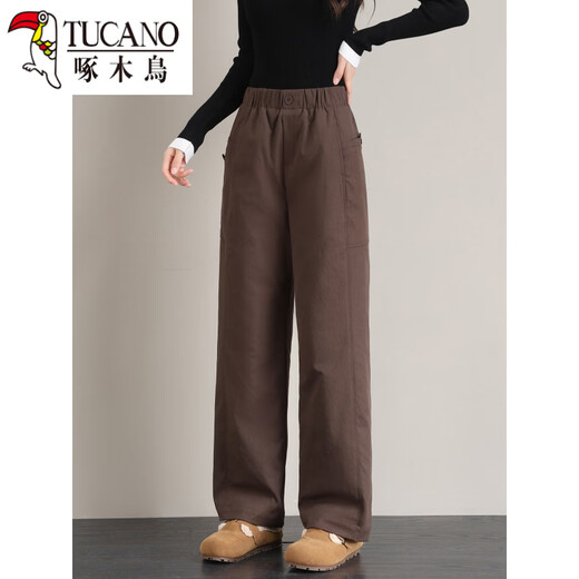 Woodpecker (TUCANO) straight down pants women's outer wear winter 2026 new thickened brown mother's cold and windproof northeastern cotton pants for the elderly card color one size fits all 2796-105Jin Jin is equal to 0.5 kg