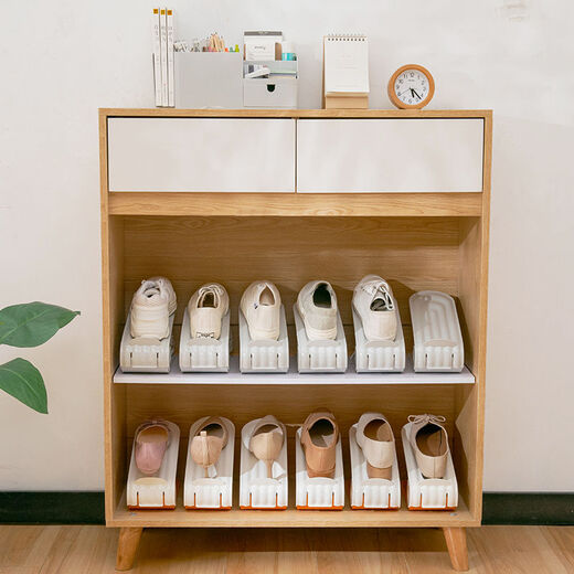 Yonghuan shoe storage shoe cabinet with layered partitions, adjustable double-layer shoe bracket, shoe slipper rack, shoe box, single-foot gray 8-pack, double-layer 4-stop adjustable 0x0x0cm