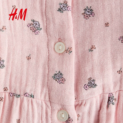 H&M2026 spring new children's clothing baby girl ruffled cotton muslin jumpsuit 1281633 light pink/flower 110cm 110/56(3-4Y)