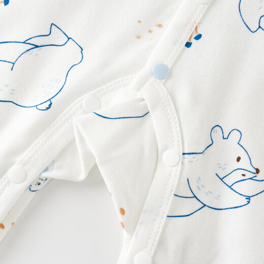 Tongtai (TONGTAI) baby jumpsuit spring and autumn pure cotton newborn clothes baby bodysuit boneless crawling suit pajamas blue 73cm