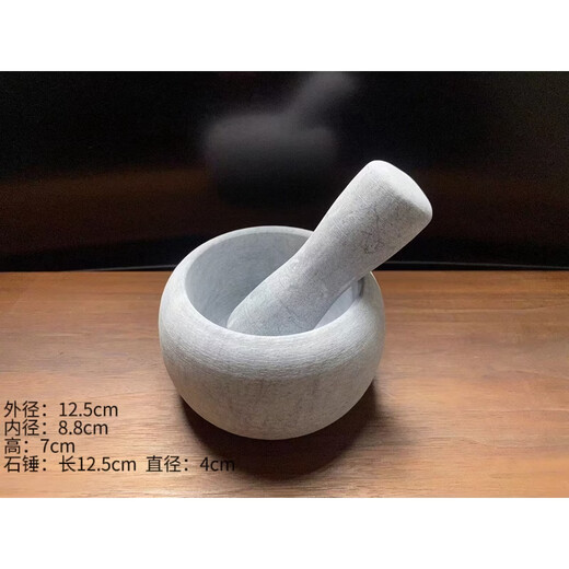 Fantasy stone mortar, garlic mortar, bluestone garlic masher, garlic press, garlic jar, grinding stone pair, medium stone hammer 12.5cmx4cm