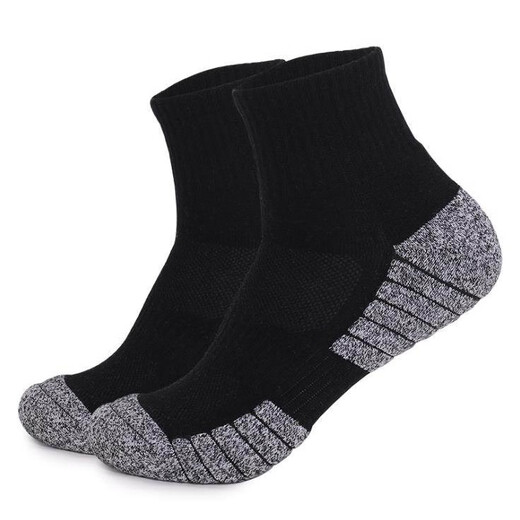 Four Seasons Men's Outdoor Sports Mid-calf Socks Thickened Towel Bottom Hiking Socks Sweat-Absorbent Basketball Running Socks Deodorant Mixed Color 4 Pairs S (35-38)