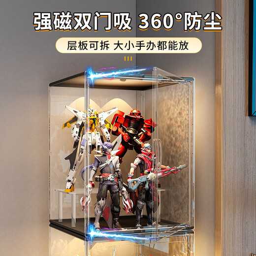 Yusenyi Figure Display Storage Cabinet Extra Large Box Lego Model Shelf Gundam Toy Ornaments Blind Box Transparent Building Blocks Transparent White + Extra Large 1 Pack + 1 Ladder Rack