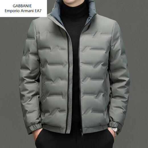 Emporio Armani EA7 Armani 2026 winter new down jacket men's casual short style trendy brand warm stand-up collar top clothes men's white duck gray green M