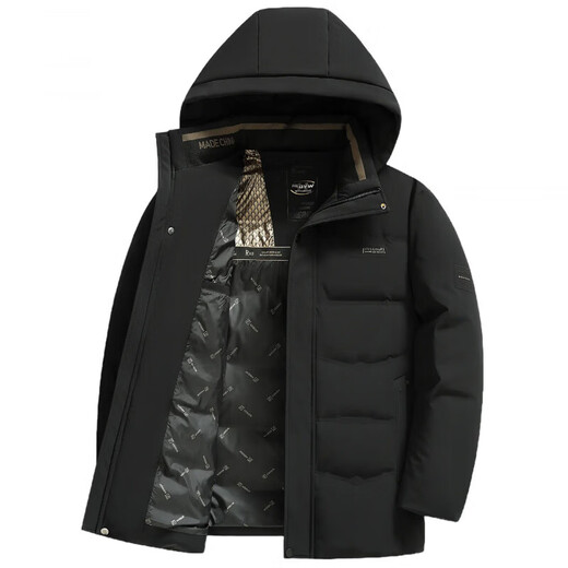 海澜之家（HLA）中年冬季加厚羽绒服爸爸装休闲上衣男士保暖外套中老年冬装 黑色 L 【体重90-110斤】