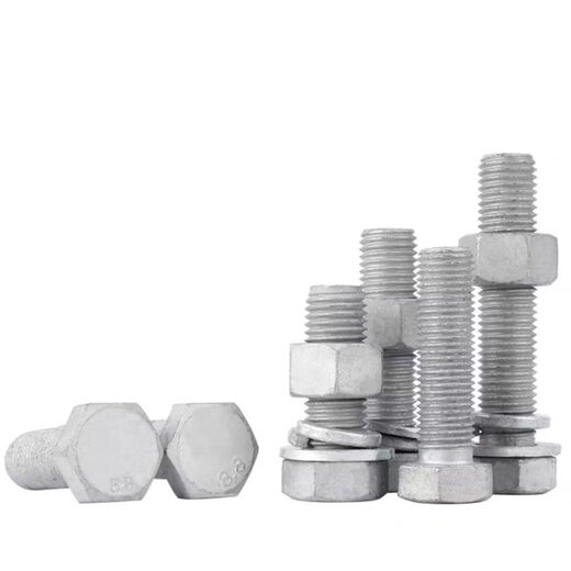 National standard 88 grade hot-dip galvanized external hexagonal bolt set hot-dip galvanized power photovoltaic screw with flat spring washer combination M8*351000 set