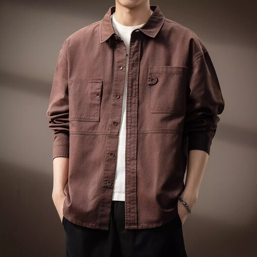 Precious color high-end American retro trendy brand work shirt men's spring and autumn trendy brand loose Ami khaki jacket men's coat