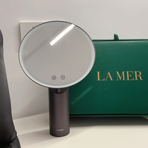 Espejo cosmético Espejo de maquillaje con luz LED Espejo de escritorio Celebridad de Internet Espejo de maquillaje inteligente Caja exterior de recuerdo de regalo + Espejo inteligente gris + Bolsa de compras + Espejo 5x