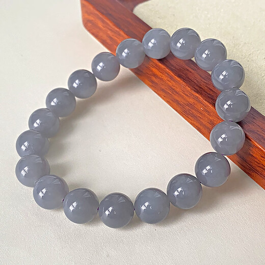 Jade of a Thousand Years New Year's Gift Hetian Jade Bracelet for Men and Women Oily Smoke Gray Ball Bracelet About 10 mm