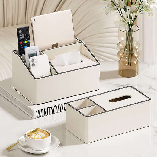 Yusenyi paper box for home living room high-end coffee table storage napkin paper towels for remote control upgraded version + cheese white