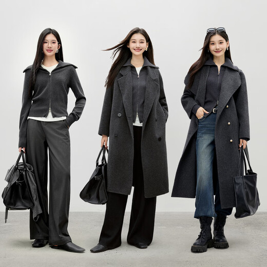 Qiushui Yiren simple lapel top 2025 winter new women's fashion two-way zipper design knitted cardigan