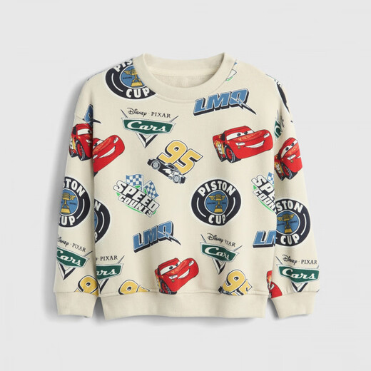 GAP boys 2025 new autumn cartoon printed terry cloth round neck sweatshirt children's clothing US version 814317 red car pattern 90 _52 (1-2 years old)