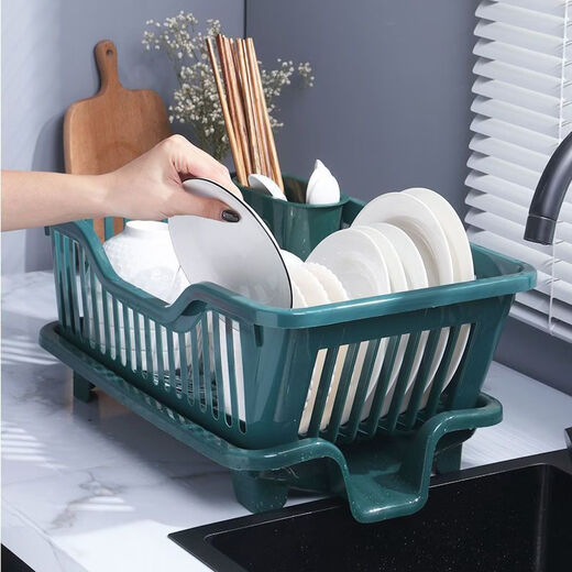 Fantasy Kitchen Large Drain Basket Plastic Cupboard Bowl Box Sink Drain Bowl Rack Tableware Storage Box Cutlery Storage Rack 2023 New Model Milky White Water Discharged from the Front