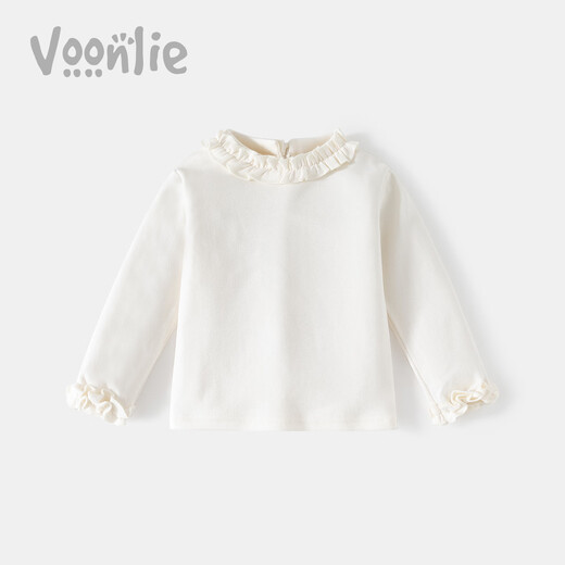 Fanhunting girls long-sleeved T-shirt spring 2026 new style children's lace collar bottoming shirt baby top spring and autumn off-white 80 cm