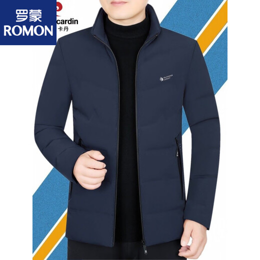 ROMON Large Goose Down Light Thin Down Jacket Men's Jacket Short Stand Collar 2026 Winter New Down Jacket Navy Windproof Cuffs XL 180 Recommended 140-155 Jin Jin equals 0.5 kg