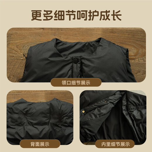 Yantaijia children's clothing boys cotton vest warm outer wear 2025 winter clothing children's black vest Korean style style waistcoat black without wings 80