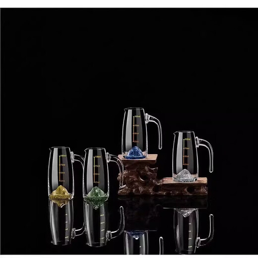 AILUKI Japan Light Luxury White Wine Cup Gift Box Set One Cup Crystal Jinshan Blue Mountain Scale Wine Divider White Wine Wine Set Bright Green Mountain 1 Pot 2 Cups Collection Gift Box