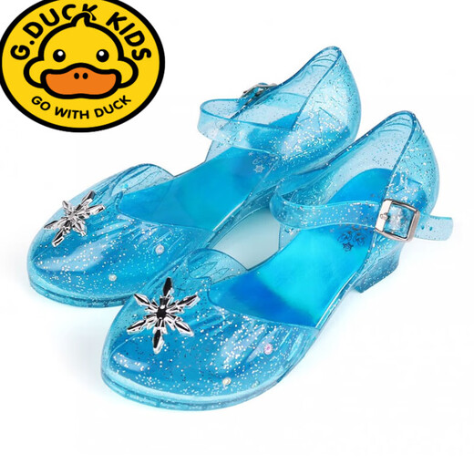 G.duck sandalias de cristal de tacón alto para niñas de pato amarillo Frozen Elsa Princess zapatos iluminados 6-12 zapatos de cristal con luz de flash para niña de 6 a 12 años tamaño 26/27 longitud interior 16,5 cm