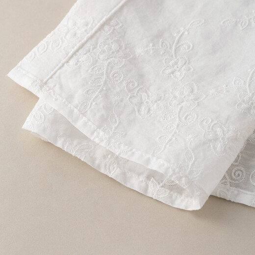 INMAN pure cotton French lace stand-up collar shirt for women 2026 spring commuting temperament high-end embroidered long-sleeved shirt off-white S