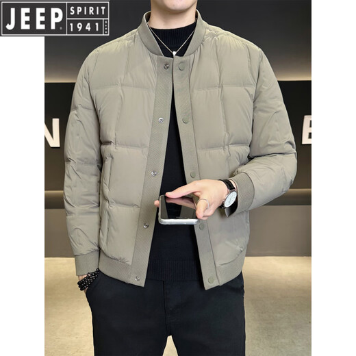 JEEP Высококлассный мужской пуховик Jeep, зима 2026, новинка, теплая куртка на белом утином пуху со съемными лацканами, мужская повседневная черная L