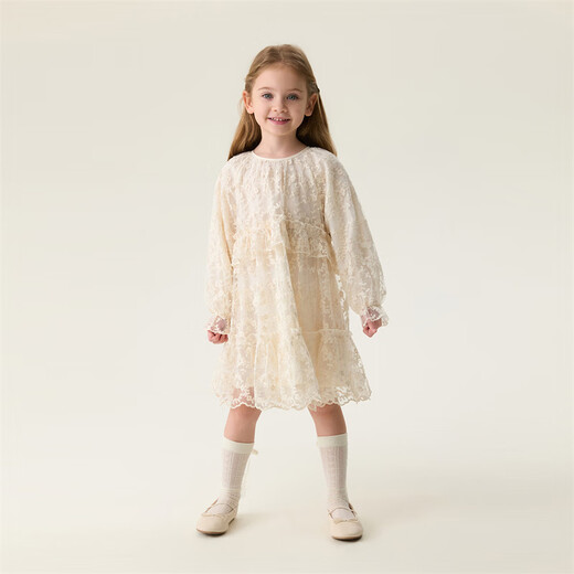 MARC&JANIE Fresh flowers girls embroidered mesh skirt baby dress spring new skirt 560120 off-white - embroidered mesh 90 cm (recommended height 81-90cm)